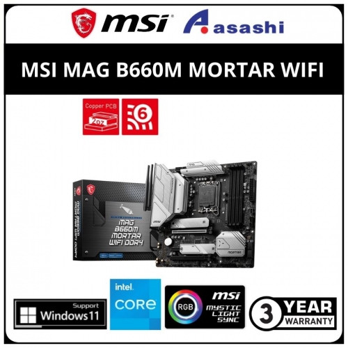 MSI MAG B660M MORTAR WIFI DDR4 (LGA1700) M-ATX Motherboard