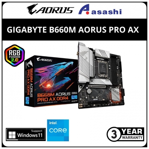 GIGABYTE B660M AORUS PRO AX DDR4 (LGA1700) M-ATX Motherboard