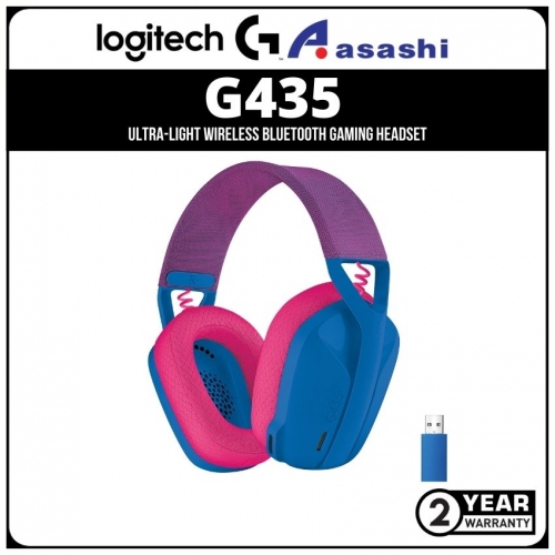 Logitech G435 Ultra-light Wireless Bluetooth Gaming Headset 981-001063 - Blue