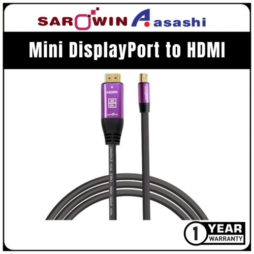 Sarowin Mini DisplayPort to HDMI Cable 4K@60hz - 2M
