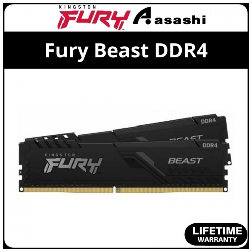 Kingston Fury Beast Black DDR4 64GB(2x32GB) 3200Mhz CL16 XMP Support Performance PC Ram - KF432C16BBK2/64