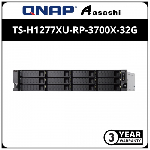 QNAP QuTS Hero Edition TS-h1277XU-RP-3700X-32G 12 Bay Diskless Rackmount NAS(AMD Ryzen 5 3700X 8 Core 3.4GHz Processor, 32GB DDR4 RAM , 2 X GBE SFP, 2 X 10GBE, WITH SLIDE RAIL KIT)