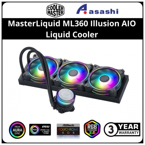Cooler Master MasterLiquid ML360 Illusion AIO Liquid Cooler (Support LGA20XX / LGA1200 / LGA115X / AM4) — 3 Years Warranty