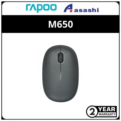 Rapoo M650 (Dark Gray) Multi-Mode Wireless Bluetooth 5.0 Wireless 2.4GHz Pudding Shape Mouse - 2Y