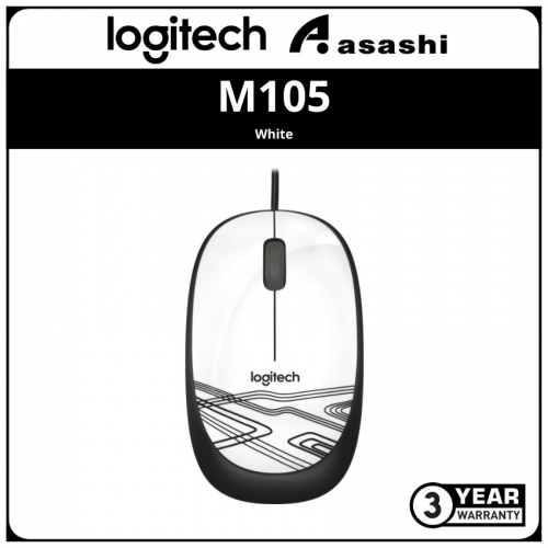 Logitech Mouse M105 - White - Ap