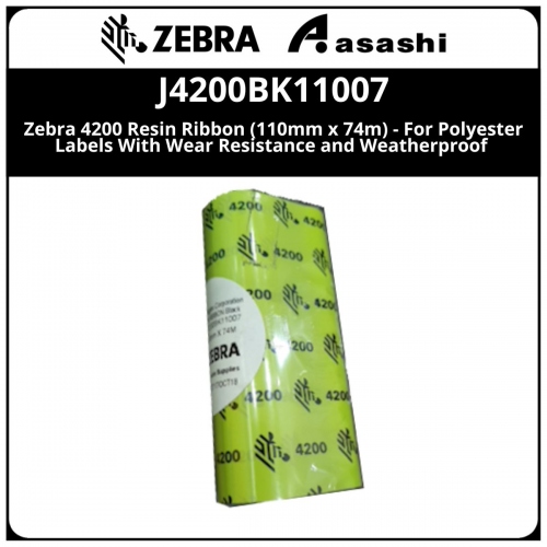 Zebra 4200 Resin Ribbon (110mm x 74m) - For Polyester Labels With Wear Resistance and Weatherproof