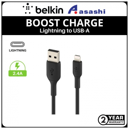 Belkin CAA001bt1MBK BOOST CHARGE Lightning to USB-A Cable (1M,Black)