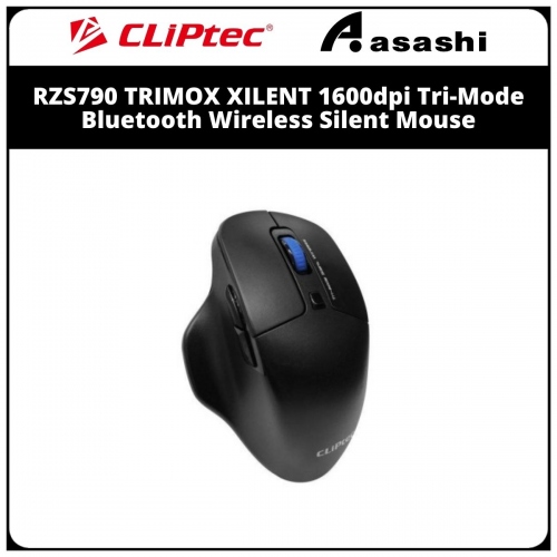 CLiPtec RZS790 TRIMOX XILENT1600dpi Tri-Mode Bluetooth Wireless Silent Mouse With On/Off Button