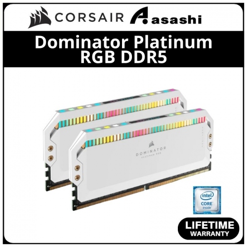 Corsair Dominator Platinum White RGB DDR5 32GB(2x16GB) 5600MHz CL36 XMP Support Performance PC Ram - CMT32GX5M2B5600C36W