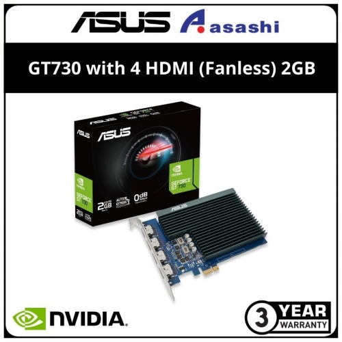 ASUS GeForce GT730 with 4 HDMI (Fanless) 2GB GDDR5 Graphic Card (GT730-4H-SL-2GD5)