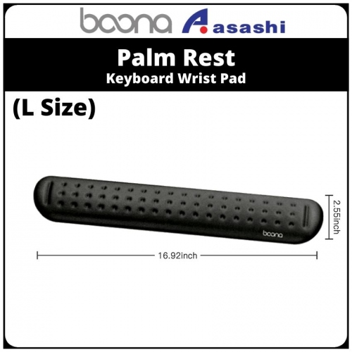 BAONA (L Size) Palm Rest Memory Foam Micro Fiber Massage Hole Keyboard Wrist Pad - Black
