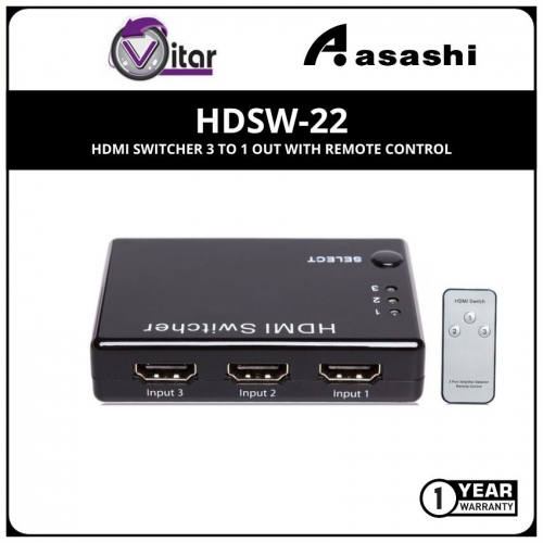 VITAR HDSW-22 HDMI SWITCHER 3 to 1 OUT with Remote Control