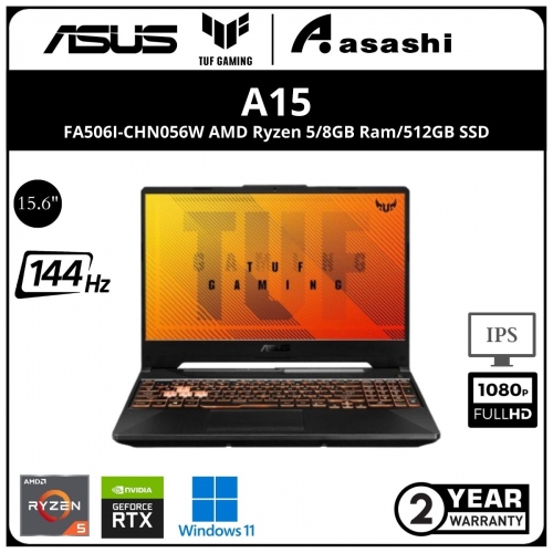 Asus TUF FA506I-CHN056W Gaming Notebook - (AMD Ryzen 5-4600H/8GB D4/512GB SSD(Extra 1 Sata Slot)/15.6