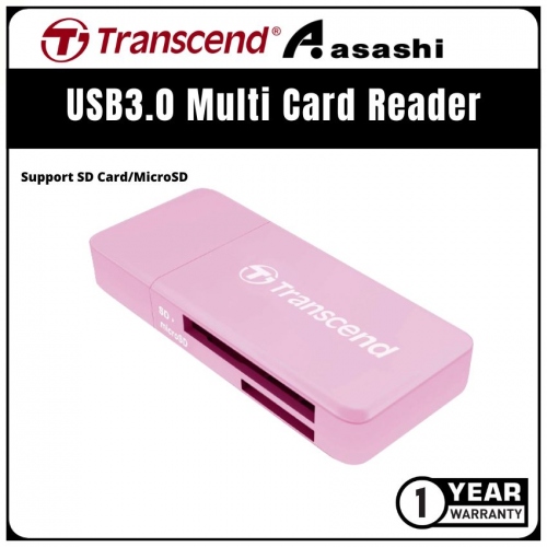 Transcend (TS-RDF5R) All in One USB3.0 Multi Card Reader-Pink-Support SD Card/MicroSD (1 yrs Limited Hardware Warranty)