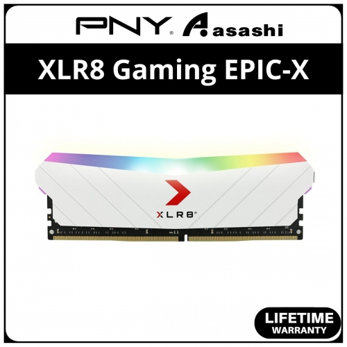 PNY XLR8 Gaming EPIC-X White RGB DDR4 16GB 3200MHz CL16 XMP Support Gaming PC Ram - MD16GD4320016XRGBW