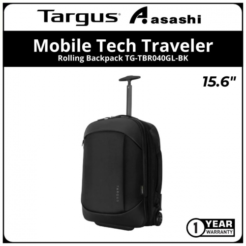 Targus TBR040GL (Black)15.6” Mobile Tech Traveler EcoSmart® Rolling Backpack (1 yrs Limited Shop Warranty)