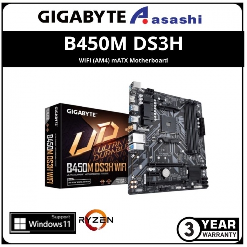 GIGABYTE B450M DS3H WIFI DDR4 (AM4) mATX Motherboard