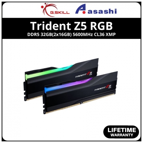 G.SKILL Trident Z5 RGB Black DDR5 32GB(2x16GB) 5600MHz CL36 XMP Support Gaming PC Ram - F5-5600J3636C16GX2-TZ5RK
