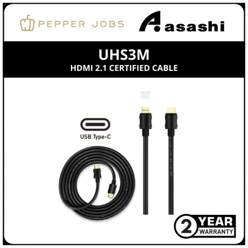 Pepper Jobs UHS3M USB-C to 4K 120Hz / 8K 60Hz HDMI Cable (2yrs Manufacturer Warranty)