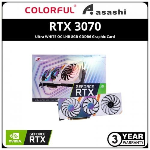 COLORFUL iGame GeForce RTX 3070 Ultra WHITE OC LHR 8GB GDDR6 Graphic Card