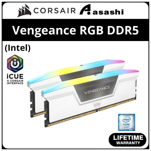 Corsair Vengeance RGB White DDR5 32GB(2x16GB) 6200MHz CL36 XMP Support Performance PC Ram - CMH32GX5M2B6200C36W