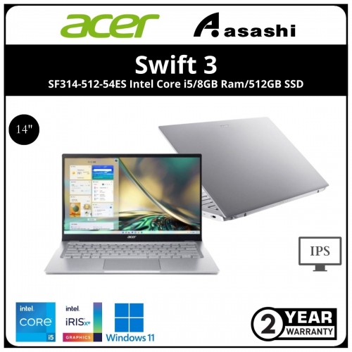 Acer Swift 3 SF314-512-54ES Notebook (Intel Core i5-1240P/8GD4 OB(No Slot)/512GB SSD/Intel Iris Xe Graphic//14