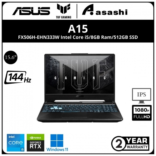 Asus TUF FX506H-EHN333W Gaming Notebook - (Intel Core i5-11400H/8G D4(1 Slot Extra)/512GB SSD(1 Extra Slot M.2)/15.6