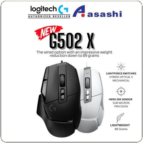 Logitech G502 X Wired Gaming Mouse Lightforce Hero 25K Gaming Sensor - Black
