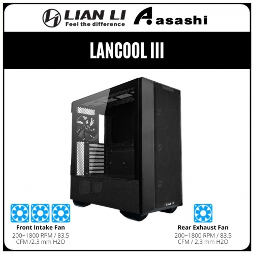 LIAN LI Lancool III (Type-C) Mesh Front ATX Casing (4x 140mm Fan) - Black