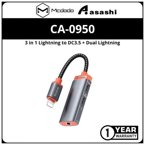 Mcdodo CA-0950 Oryx Series 3 in 1 Lightning to DC3.5 + Dual Lightning