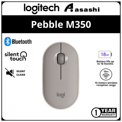 Logitech Pebble M350 Silent Bluetooth Mouse -Sand