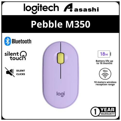Logitech Pebble M350 Silent Bluetooth Mouse -Lavender Lemonade
