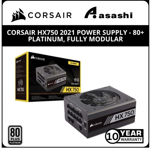 Corsair HX750 2021 Power Supply - 80+ Platinum, Fully Modular, 10 Years Warranty