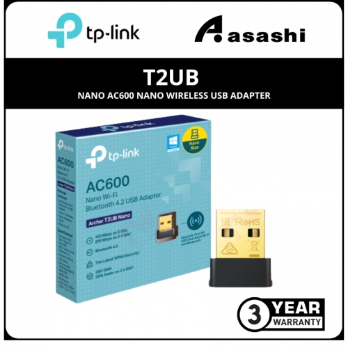 Tp-Link T2UB Nano AC600 Wi-Fi USB Adapter, Mini Size,
