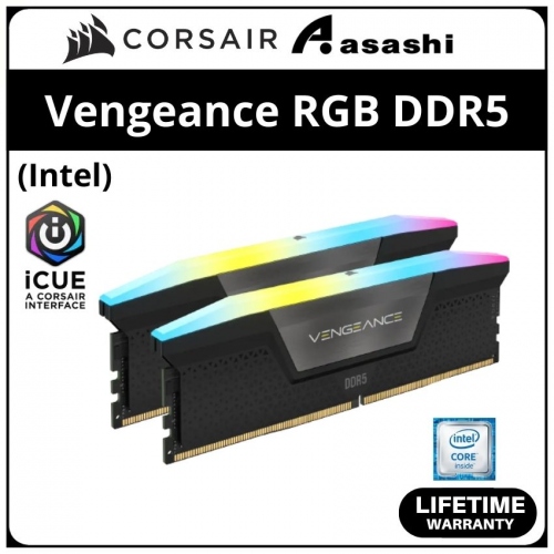 Corsair Vengeance RGB Black DDR5 64GB(2x32GB) 5600MHz CL40 Expo Support Performance PC Ram - CMH64GX5M2B5600Z40K