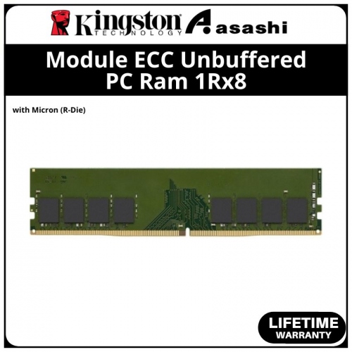 Kingston DDR4 8GB 2666MHz 1Rx8 Module ECC Unbuffered PC Ram with Micron (R-Die) -KSM26ES8/8MR