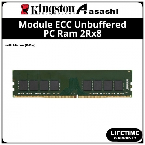 Kingston DDR4 8GB 2666MHz 2Rx8 Module ECC Unbuffered PC Ram with Micron (R-Die) - KSM26ED8/16MR