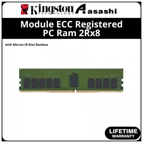 Kingston DDR4 16GB 2666MHz 2Rx8 Module ECC Register PC Ram with Micron (R-Die) Rambus - KSM26RD8/16MRR