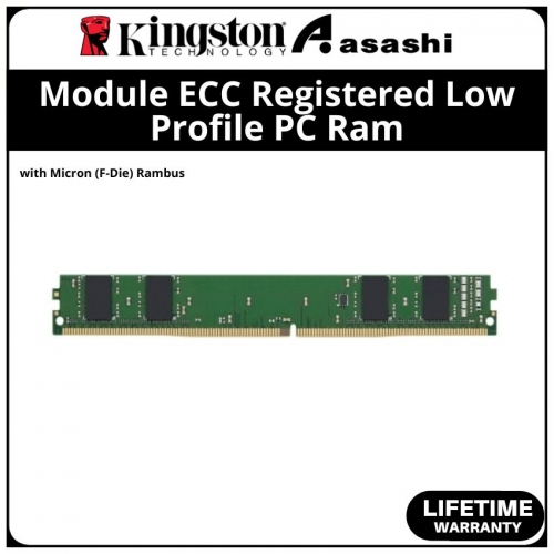 Kingston DDR4 16GB 3200MHz 1Rx8 Module ECC Register Low Profile PC Ram with Micron (F-Die) Rambus - KSM32RS8L/16MFR