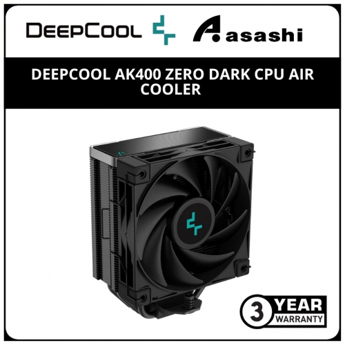 Deepcool AK400 Zero Dark CPU Air Cooler - 3 Years Warranty (LGA1700/1200/115x/AM4/AM5)