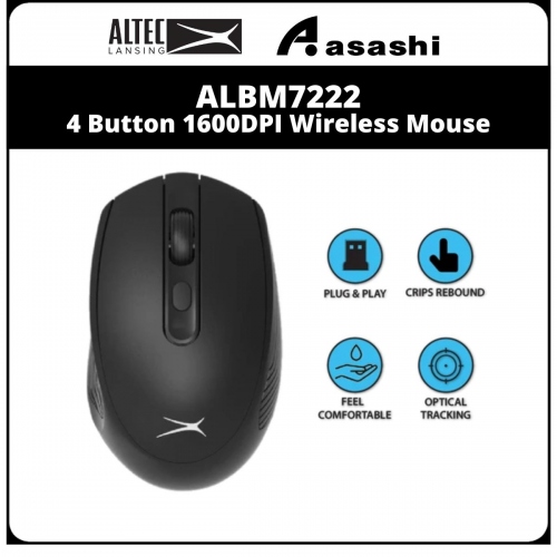 Altec Lansing ALBM7222 4 Button 1600DPI Wireless Mouse