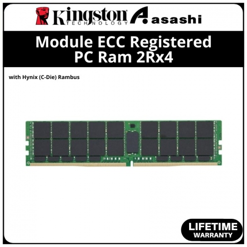 Kingston DDR4 64GB 2666MHz 2Rx4 Module ECC Registered PC Ram with Hynix (C-Die) Rambus - KSM26RD4/64HCR