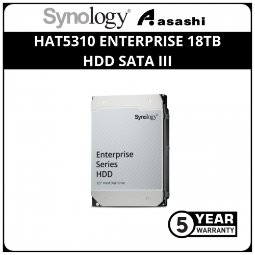 Synology HAT5310-18T Enterprise 18TB HDD SATA III 6Gb/s 512e 7200 RPM 512MB Cache 3.5