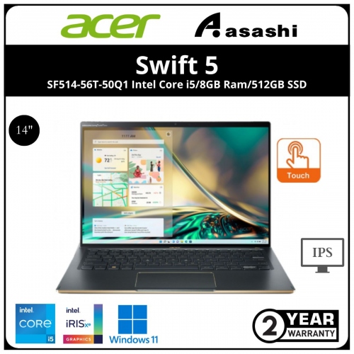 Acer Swift 5 SF514-56T-50Q1 Ultrabook (Intel Core i5-1240P/8GB DDR5 OB (No Slot)/512GB SSD/Intel Iris XE Graphic/14