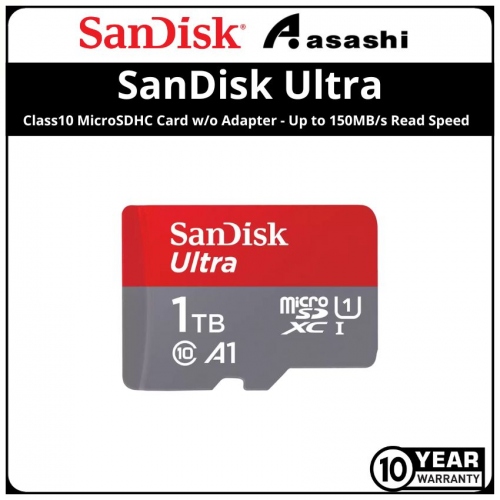 Sandisk (SDSQUAC-1T00-GN6MN) Ultra 1TB UHS-I Class10 MicroSDHC Card w/o Adapter - Up to 150MB/s Read Speed