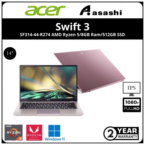Acer Swift 3 SF314-44-R274 Ultrabook-(AMD Ryzen 5-5625U/8GB DDR4/512GB SSD/AMD Vega 8 Graphic/14