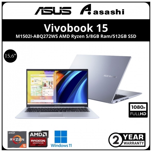 Asus Vivobook Notebook-M1502I-ABQ272WS-(AMD Ryzen 5-4600H/8GB OB (1 Extra Slot) /512GB SSD/15.6