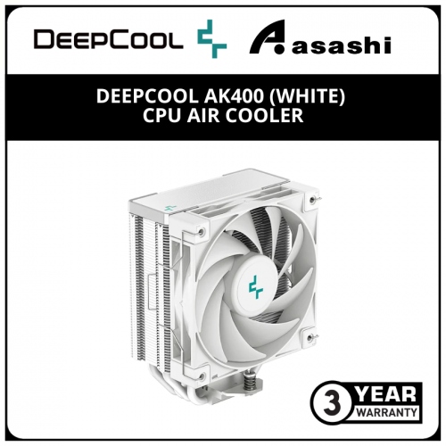 Deepcool AK400 (White) CPU Air Cooler - 3 Years Warranty (LGA1700/1200/115x/AM4/AM5)