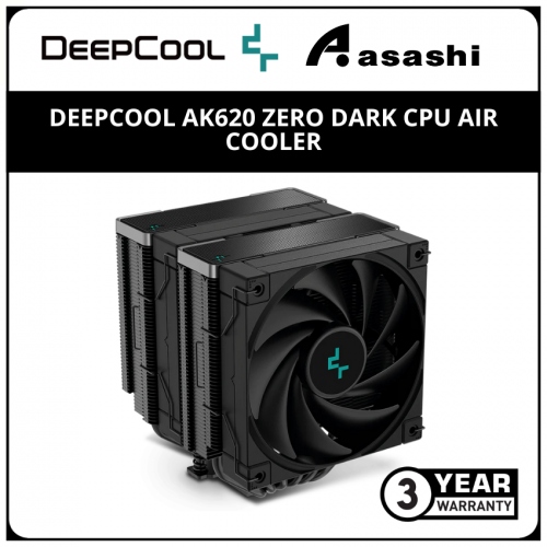 Deepcool AK620 Zero Dark CPU Air Cooler - 3 Years Warranty (LGA1700/1200/115x/AM4/AM5)