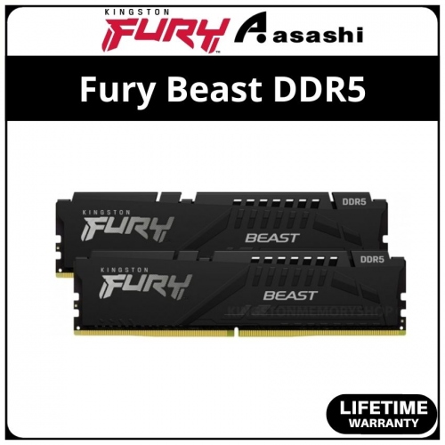 Kingston Fury Beast Black DDR5 64GB(2x32GB) 6000Mhz CL40 XMP Support Performance PC Ram - KF560C40BBK2-64